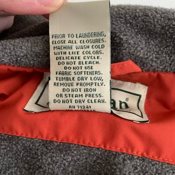 L.L Bean Coat Mens Medium Red Orange Thinsulate Bomber Jacket Fleece Lined Zip - Picture 10 of 13